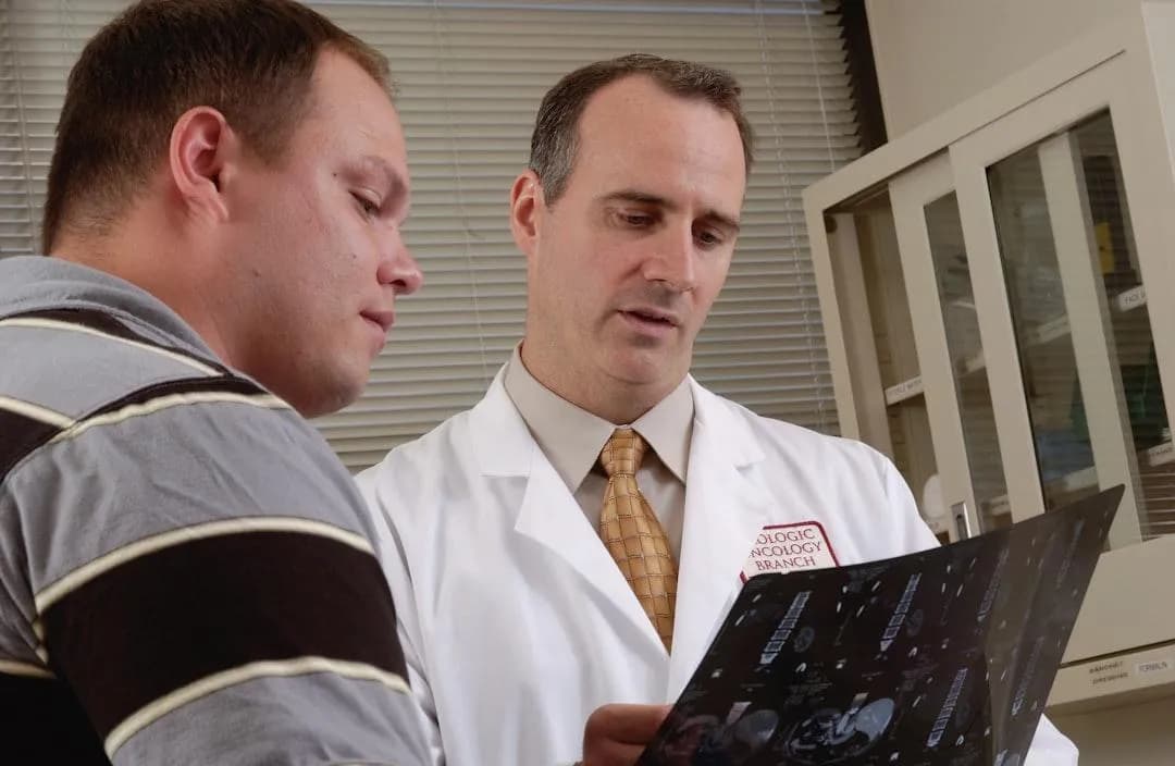 Doctor reviewing imaging with a patient
